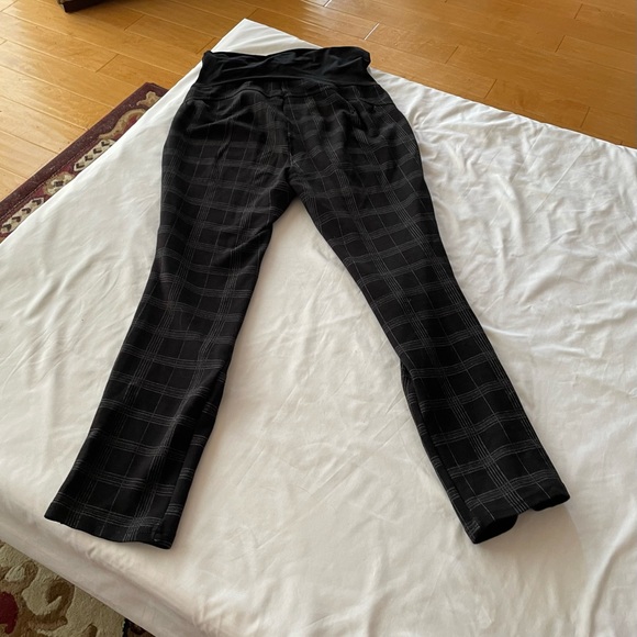 Black Plaid Emma’s Expectations Maternity Straight Leg Pants - Picture 2 of 4